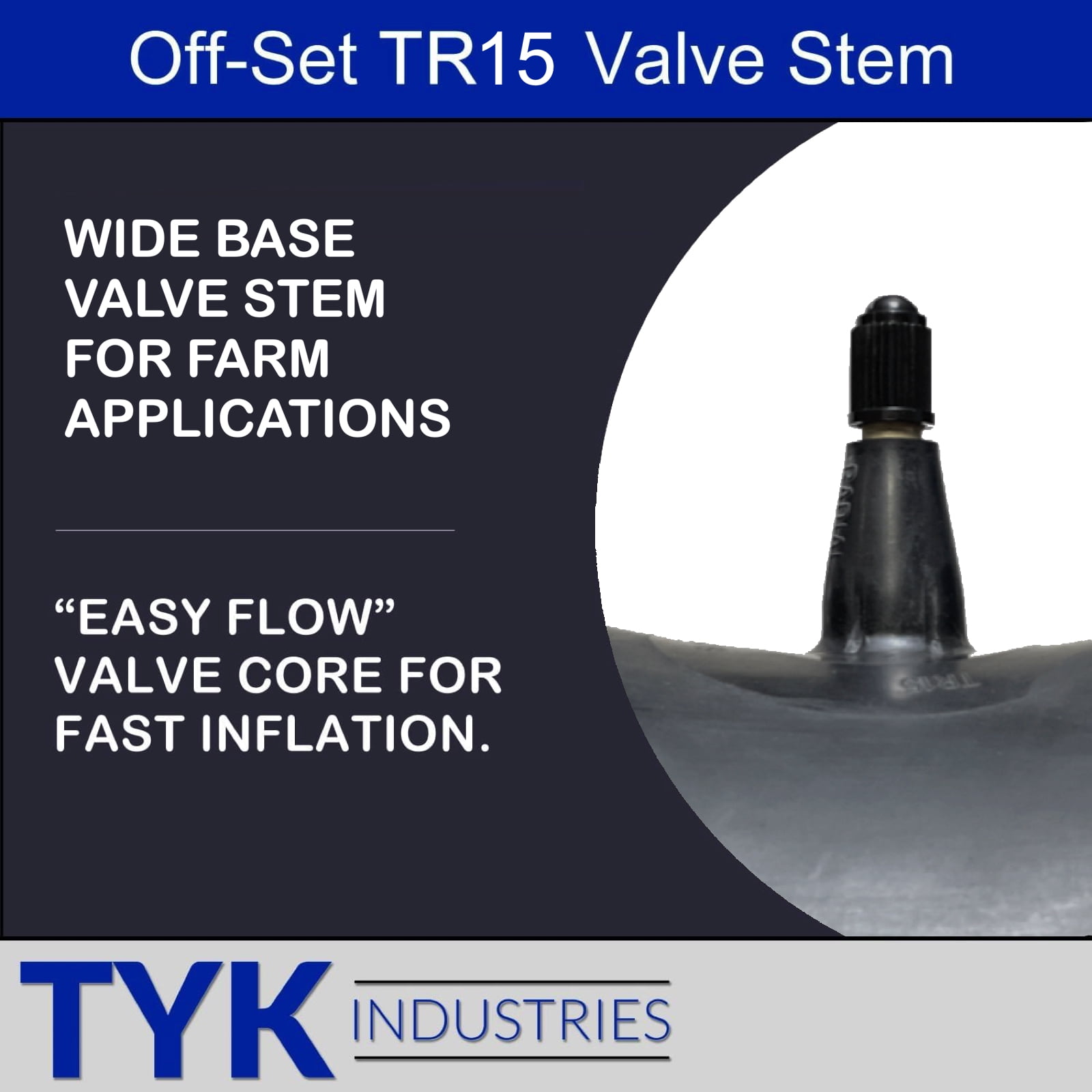 TYK Industries Butyl Valve Bias Tri Rib Farm Tractor Tire Inner Tubes, 4.00-15/5.00-15/5.90-15