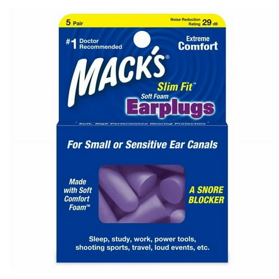 Macks Safe Sound Slim Fit Soft Foam Ear Plugs - 5 Pairs