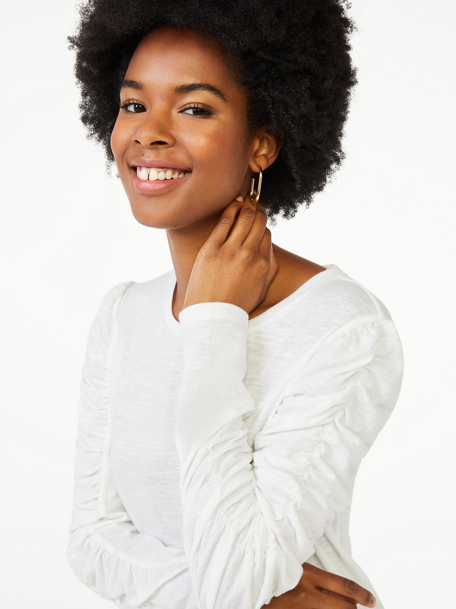 Scoop Long Sleeve Pullover Crew Neck Relaxed Fit Top (Women's) 1 Pack