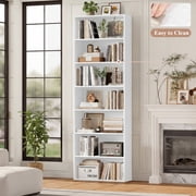 Homfa 82 Tall Bookcases, Freestanding Display Storage Shelves, 7-Tier Open Bookshelf for Home Office Living Room Bedroom, White