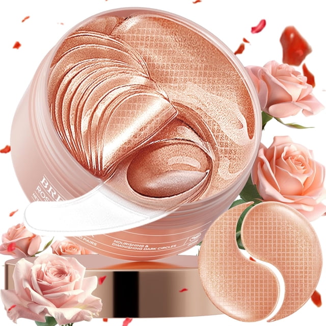 Máscara de ojos BREYLEE Rose con colágeno y ácido hialurónico, 60 unidades