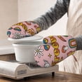 thumbnail image 3 of Zufioo Retro 70s Hippie Print Silicone Anti-Scalding Gloves, Kitchen Hanging Rope Gloves, Kitchen Utensils Suitable for Barbecue, Baking, Cooking, 3 of 6