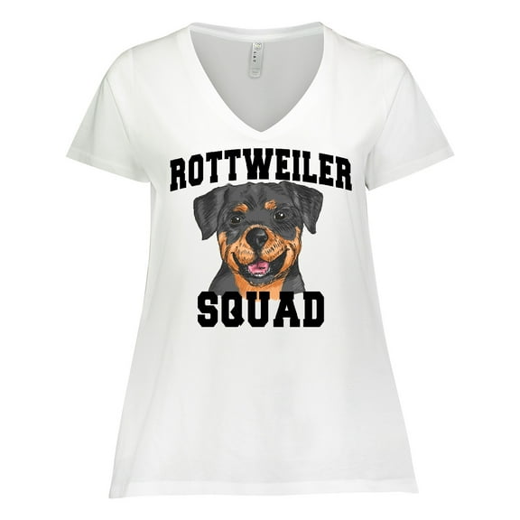 Inktastic Dog Rottweiler Squad Women's Plus Size V-Neck T-Shirt