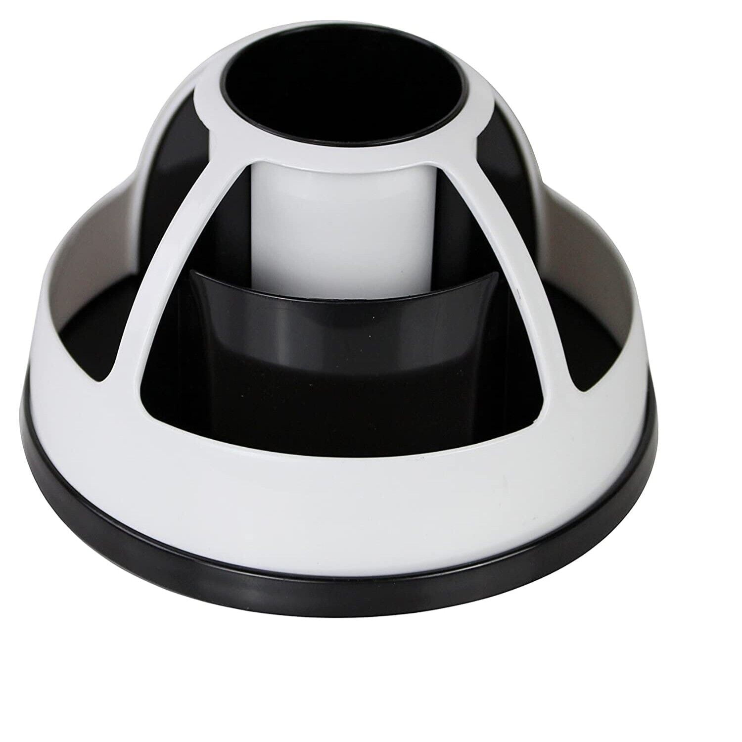 Rotating Desk Organizer with Multiple Holders for Office, Cosmetics White and Black