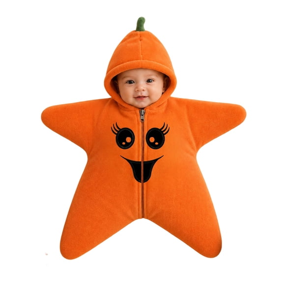 Halloween Baby Onesie,Thick Fleece Wearable Starfish Baby Onesie, Newborn Swaddle Bag,Winter Warm Jumpsuit,Long Sleeve Footie Outfits,