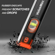 ValueMax 16-inch magnetic torpedo level, Aluminum Body with 3 High-Visibility Vials (45°/90°/180°), Overhead View Window, Rubber Endcaps, for Home & Outdoor Use