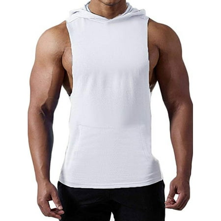 - LELINTA Mens Tank Top Undershirt Sleeveless Active Gym Workout Shirt Hoodies with Pocket, Black/ Grey/ Blue/ Red/ White