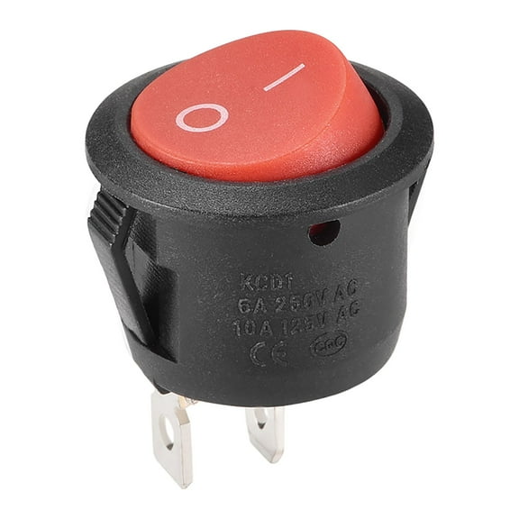 Boat Rocker Switch Round Toggle Switch Red for Boat Car Marine 2pins ON/OFF AC 250V/6A 125V/10A, 1pcs