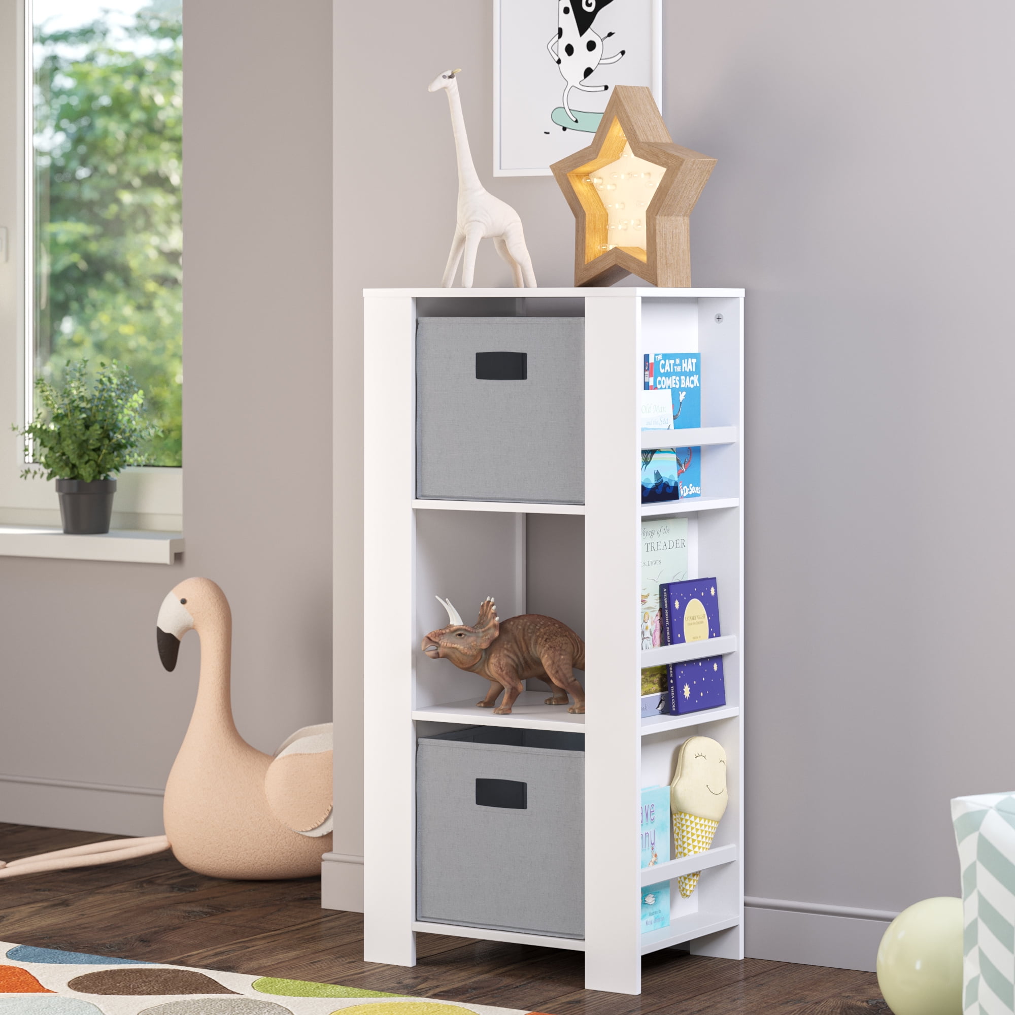 RiverRidge Book Nook Collection Kids Cubby Storage Tower with Bookshelves