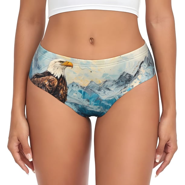 Fotbe Iceberg Bald Eagle Calzones Estampados para Mujer – Ropa Interior de Algodón, Cómoda, Suave y Elástica-3X-Large