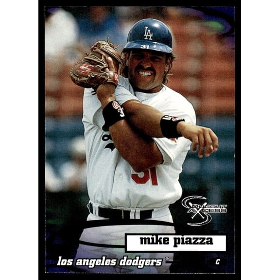 1998 SkyBox Dugout Axcess Baseball Card Mike Piazza Los Angeles Dodgers #22