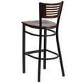 thumbnail image 4 of Flash Furniture HERCULES Series Black Slat Back Metal Restaurant Barstool - Walnut Wood Back & Seat, 4 of 7