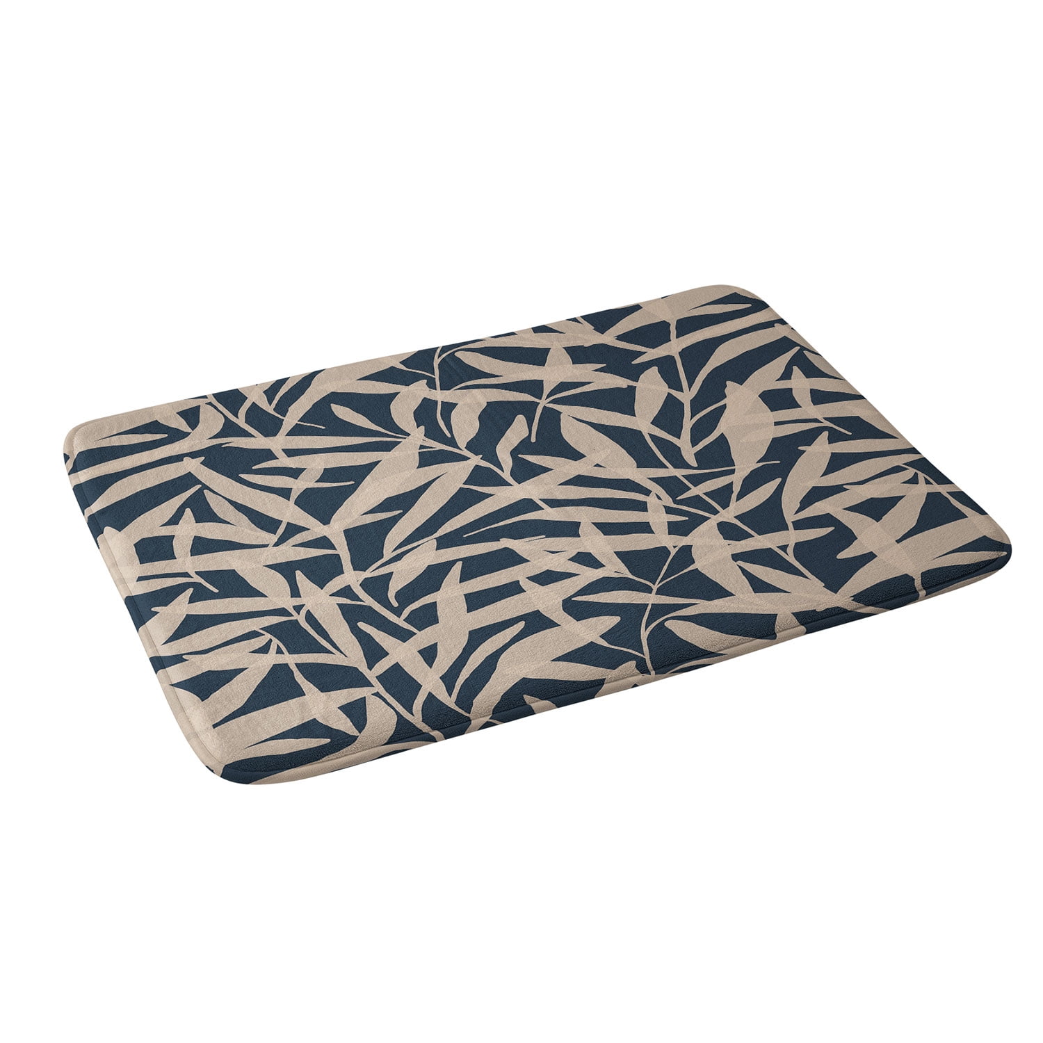 Society6 Alisa Galitsyna Organic Pattern Blue And Beige Bath Mat 34