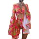 thumbnail image 1 of Conjunto de playa para mujer, top anudado de manga acampanada con braguita de cintura alta Conjunto de verano de 2 piezas, 1 of 5