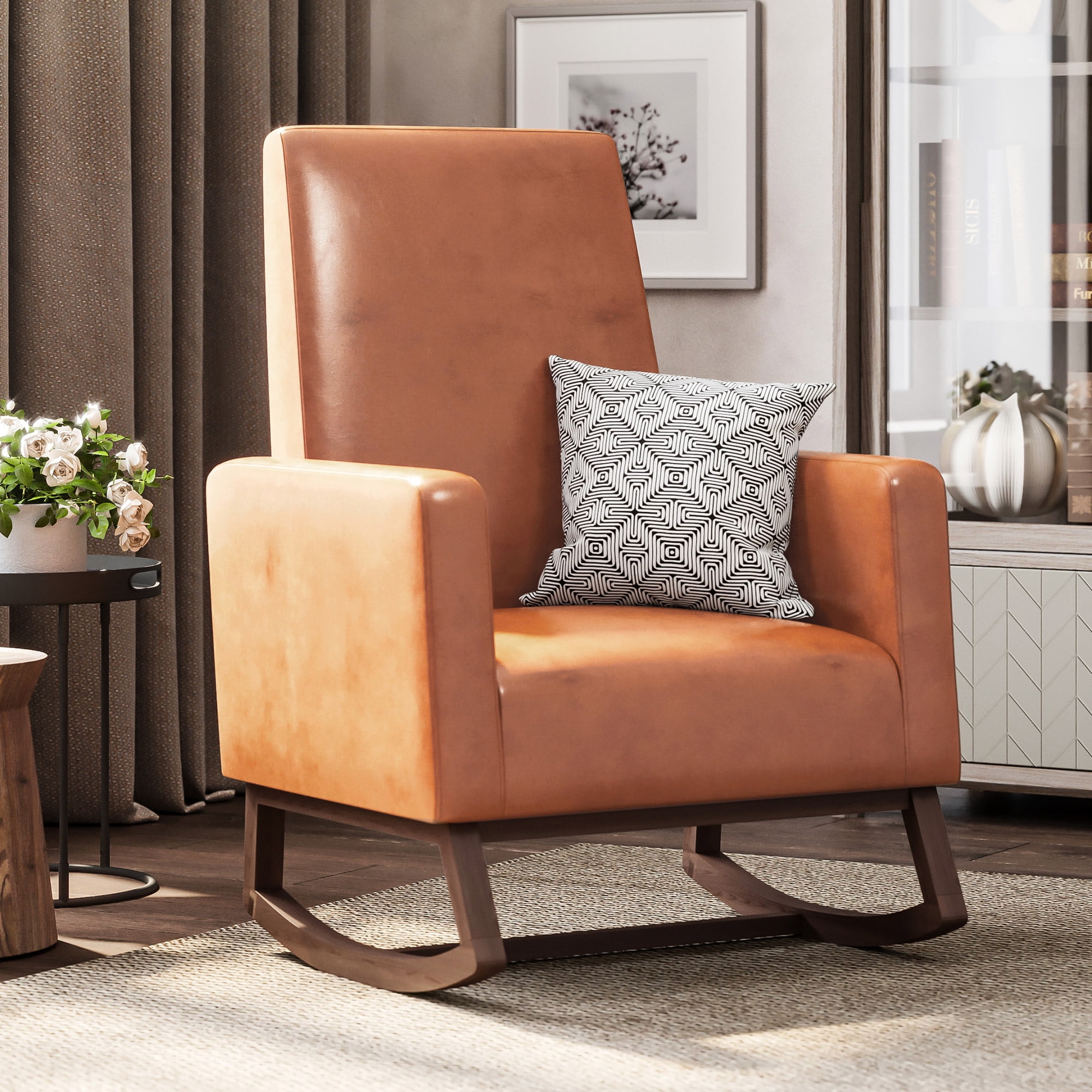 BELLEZE Accent Rocking Lounge Chair Nursery Glider - Felix (Caramel ...