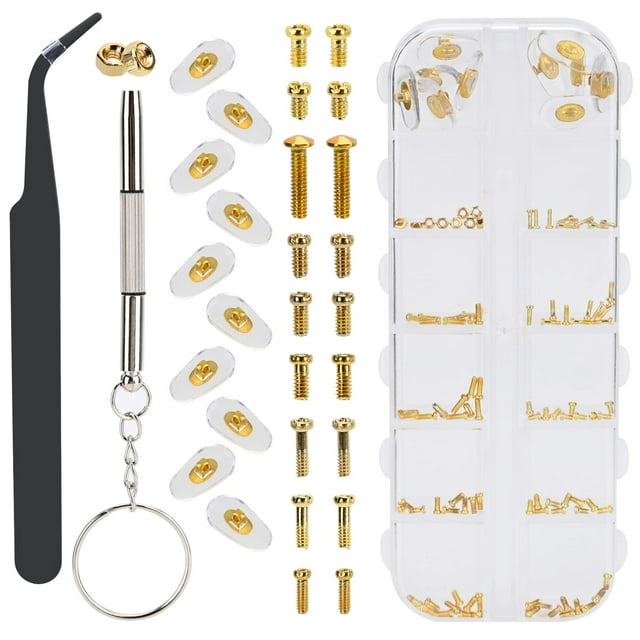 Kit de Reparación para Anteojos PFCKE con 5 Pares de Almohadillas Nasales, 10 Tornillos y Accesorios