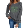thumbnail image 4 of St. Patrick's Day Sweatshirt for Women Crewneck Long Sleeve Filigree Detailed Shamrock Graphic Ribbed Cuffs Soft Fleece Relaxed Fit Festive Pullover, 4 of 6
