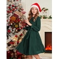 thumbnail image 2 of Arshiner Girls Fall Long Sleeve A-Line Dress Elegant Formal Occasion Tiered Swing Dress with Belt, 2 of 6