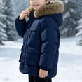 thumbnail image 7 of Auroural Boys Girls Coats and Jackets Children's Winter Solid Color Long Sleeves Hooded Zipper Quilted Coat Keep Warm Coat Kids 5-12 Year, 7 of 7