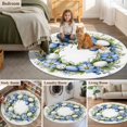 thumbnail image 6 of Round Area Rug 3ft, Watercolor Colorful Easter Egg Flower on White Non-Slip Non-Shedding Floor Mat, Spring Leaves Washable Sturdy Carpet for Living Room Bedroom Home Decor, 6 of 9