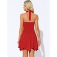 thumbnail image 4 of DARING DIVA Deep V Neck Backless Skater Mini Dress XS Red, 4 of 6