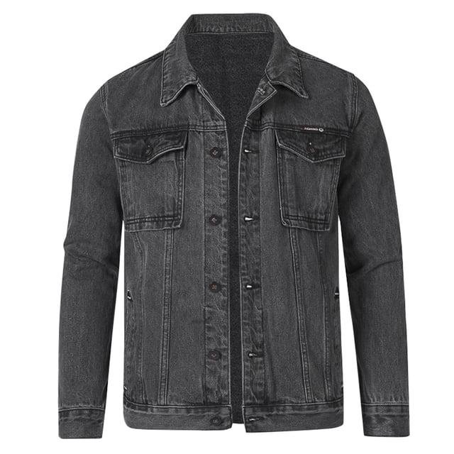 Men's Casual Workwear Long Sleeve Lapel Collar Denim Jacket Loose Multi Pocket Jacket Denim XL