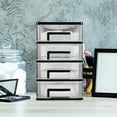 thumbnail image 2 of 4 Layers Transparent Desktop Drawer Type Storage Box Plastic Mini Cosmetics Storage Organizer Sundries Holder (Black and Transparent), 2 of 6