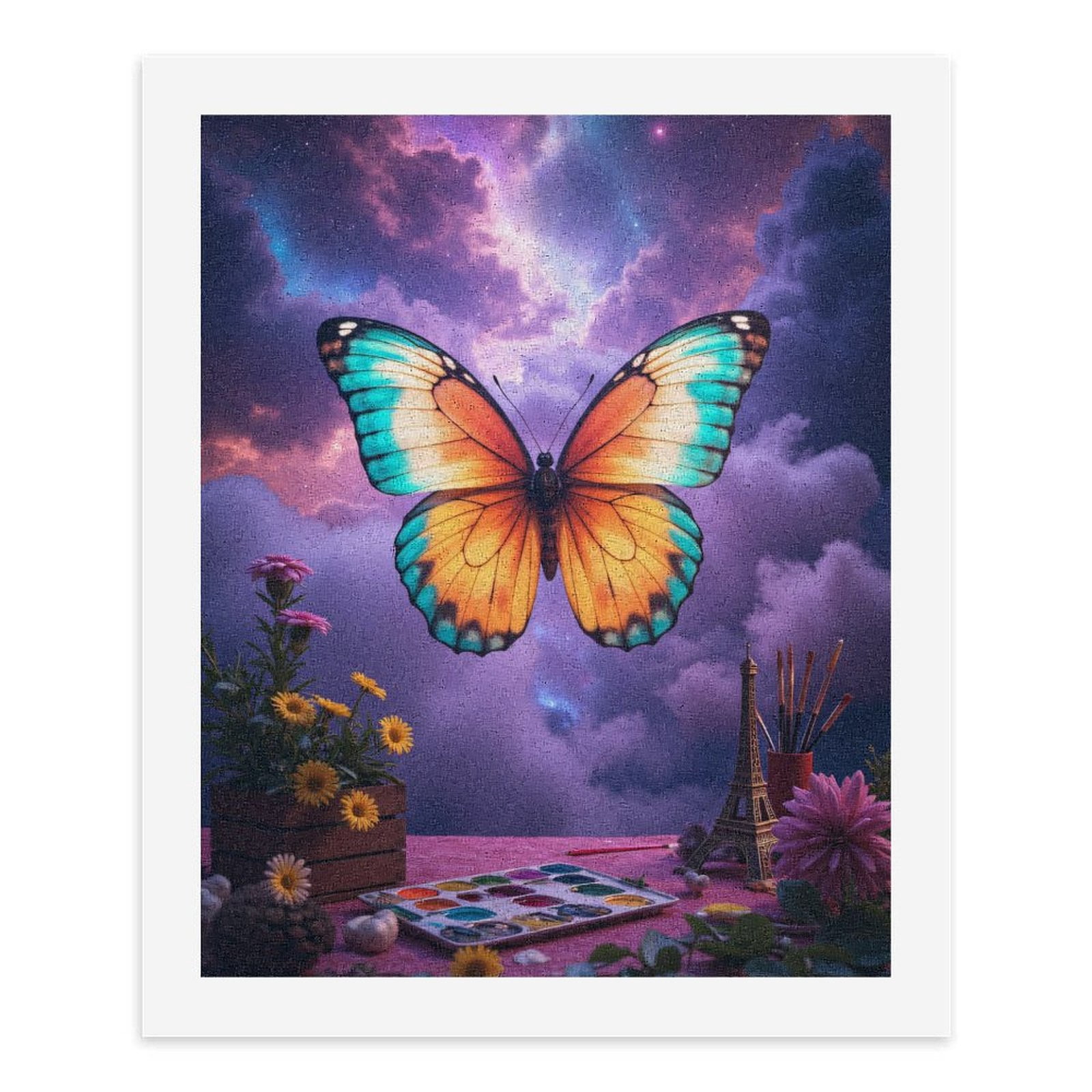 Paint By Numbers Kit for Adults Beginner - Butterfly Colorful Sky Art Flowers DIY Canvas Painting Kits for Adults, Frameless Paint By Number for Adults for Home Wall Decor 16x20 Inch