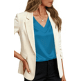 thumbnail image 4 of UVN Women Tops Summer Cap Short Sleeve Blouses Ladies V Neck Silk Satin Business Casual Shirts, 4 of 9