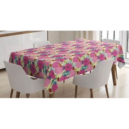 

Garden Art Tablecloth Wildflowers Pattern with Colorful Leaves and Paint Splashes Background Spring Rectangular Table Cover for Dining Room Kitchen 60 X 84 Inches Multicolor by Ambesonne