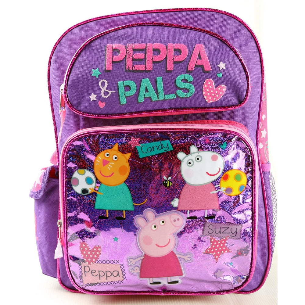 Peppa Pig Backpack Peppa Pals Pink Large School Bag New 117331
