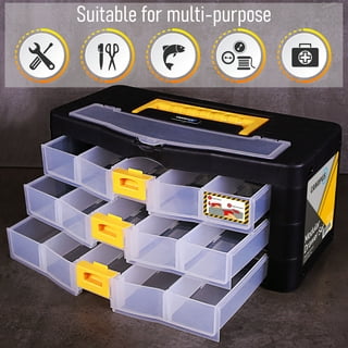 24 Drawer Storage Cabinet- Compartment Plastic Organizer- Desktop or Wall  Mount Container for Hardware Parts Crafts Beads & Tools by Stalwart 