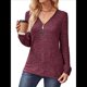 thumbnail image 3 of Suéter Holgado de Punto Acanalado con Cuello de Media Cremallera para Mujer, Blusas Casuales de Larga de Color Liso, Blusas Cómodas y Cálidas Vino Tinto M, 3 of 10