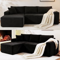 105" Sectional Sofa, Lofka Cloud Sectional for Living Room with L-Shape Sofa Bed, Modern Soft Modular Couch for Bedroom,No Assembly Required, Black