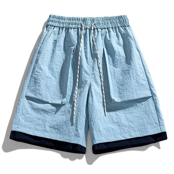 Zylanna Men's Swim Trunks, with Pockets Solid Color Quick Dry Elastic Waist Beach Board Shorts Blue