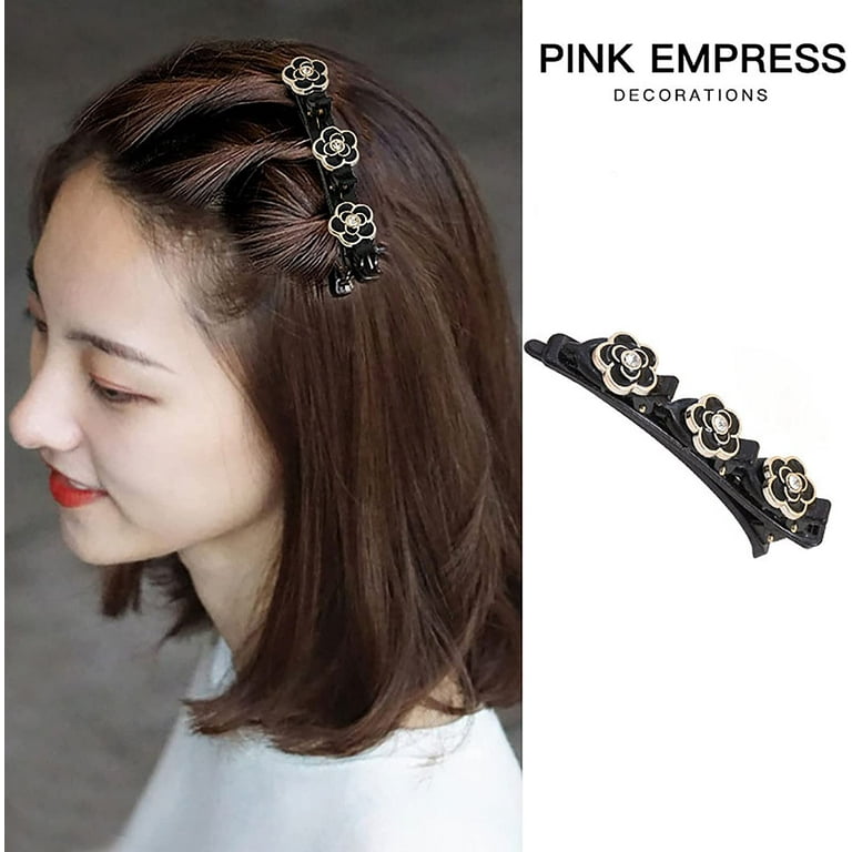Black Rose Glitter Hair Pins