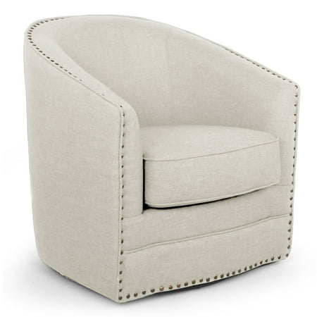 Baxton Studio Porter Modern and Contemporary Classic Retro Beige Fabric Upholstered Swivel Tub