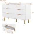 thumbnail image 5 of Modern 6-Drawer Dresser with Metal Legs and Handles - White Bedroom Storage Cabinet with Vertical Stripe Finish, 5 of 9