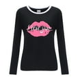 thumbnail image 4 of Women's Long Sleeve T-shirt Ladies Long Sleeve Crewneck Top Big Lips Print Pullover Casual T Shirt, Women's Long sleeve T-shirt, 4 of 4