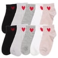 thumbnail image 2 of GOOHOCHY 5 pares de calcetines con estampado de corazones, calcetines cortos con estampado de corazones, calcetines tobilleros, calcetines de dibujos animados., 2 of 8