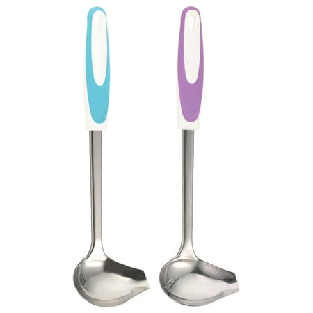 

2pcs Stainless Steel Pour Sauce Ladle with Pouring Spout Small Sauce Spoon Kitchen Accessory