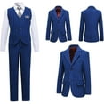thumbnail image 5 of 3-Piece Boys Pinstripe Suit Set: Formal Blazer Vest + Shirt & Bow Tie | Wedding, Easter, Communion Outfit for Toddler to Youth (Size 2-14), 5 of 8