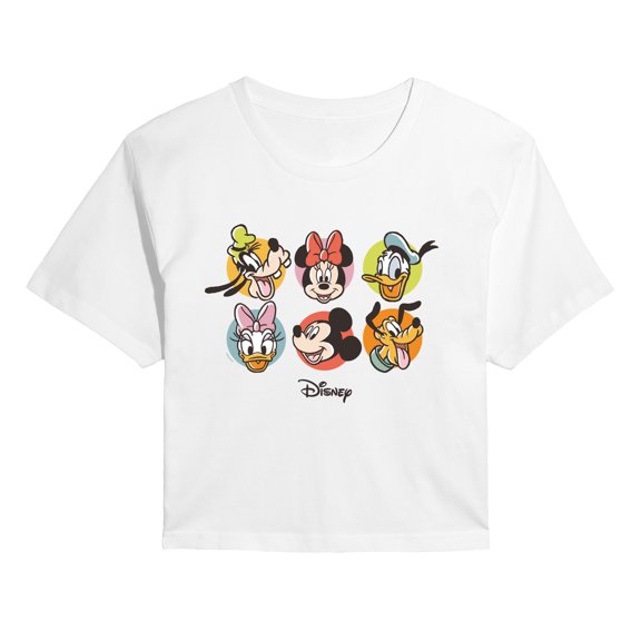 Disney - Character Heads - Juniors Cropped Graphic T-Shirt