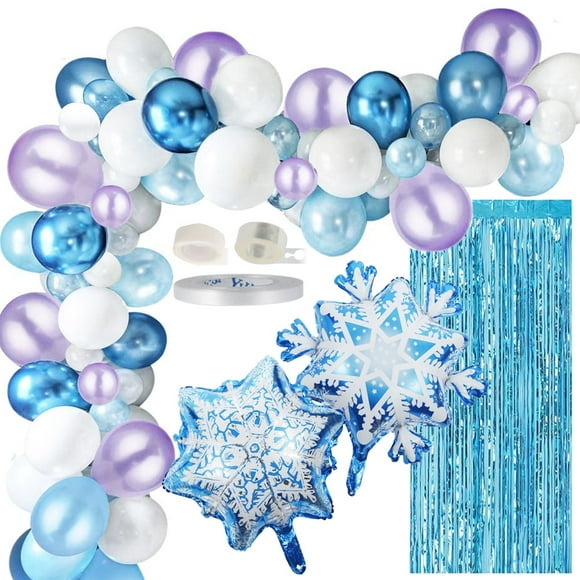 Kit d'Arche Guirlande de Ballons Bleus et Blancs Glacés Flocon de Neige Anniversaire Décoration de Fête Prénatale