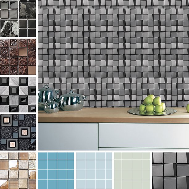 10X Wallpaper Mosaic Sticker Kitchen Tile Stickers Bathroom Self