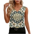 thumbnail image 3 of dazeni Silk Satin Tank Tops Trendy Floral Print V Neck Tee for Work Office Smotth Summer Camisole Tops Sleeveless Dressy Casual Business Blouse White3 Medium, 3 of 7