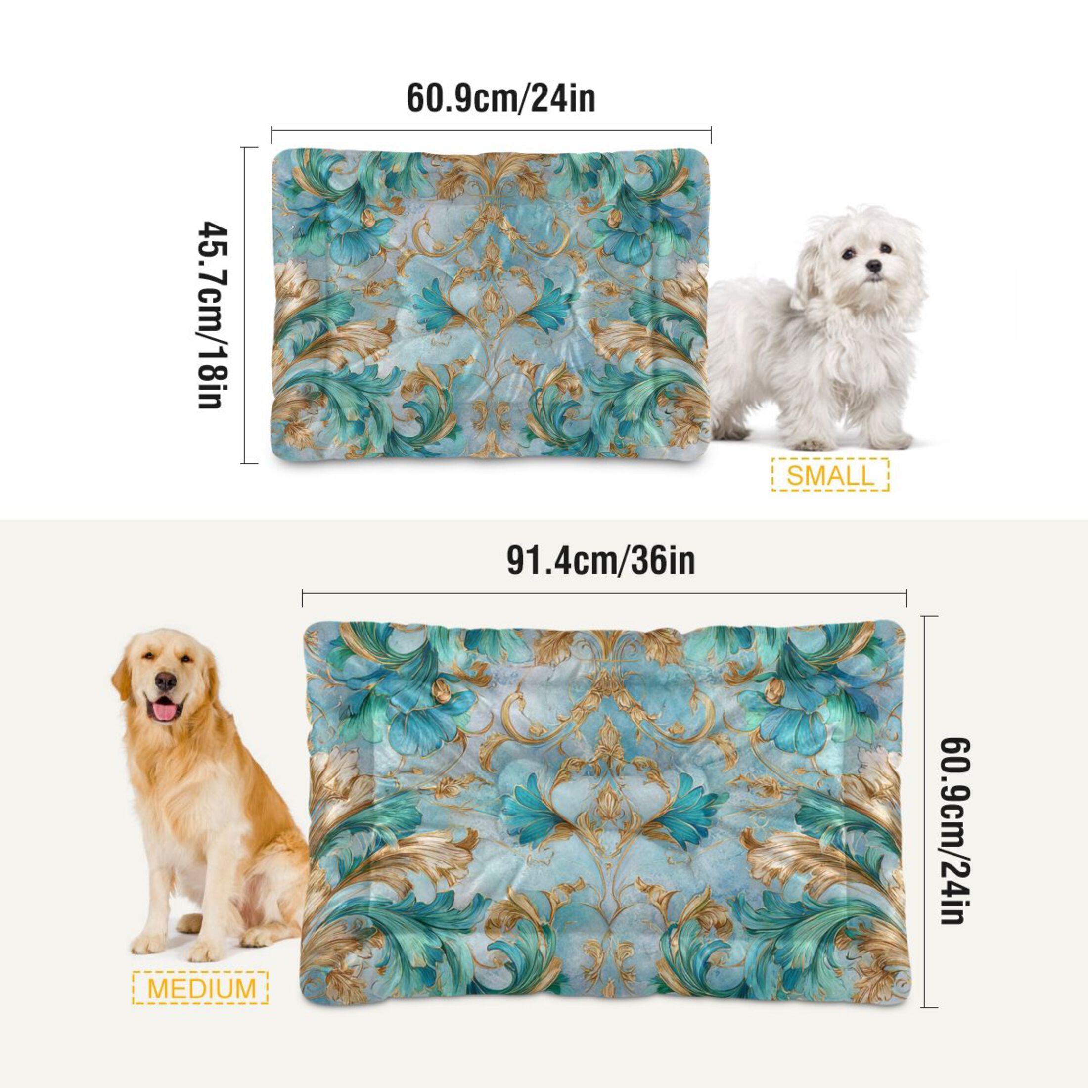 Cozy Mat Pet Bed Indoor Outdoor Warm Soft For Cat Dog Puppy(S/M) Featuring Ornate Floral Motifs