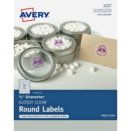Clear Laser Cd Label Avery Clear Glossy Print-to-the-Edge Round Labels - Permanent Adhesive - 3/4