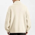 thumbnail image 6 of Xdegoge Mens Cardigans Button Down Stand Collar Thick Chunky Cable Knit Sweaters with Pockets Winter Warm Relaxed Fit Knitted Vintage Fall Coat M-4Xl, 6 of 9