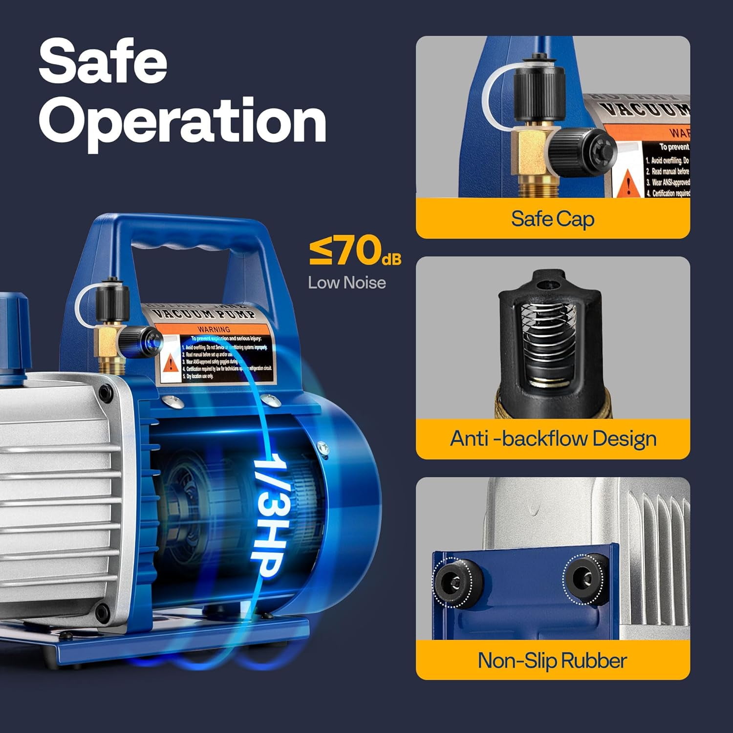 SPECSTAR 110V 1/3 HP 4 CFM Single Stage Rotary Vane HVAC Vacuum Pump with Oil Bottle, Auto AC Vacuum Pump for Automotive Air Conditioner Servicing Resin Degassing